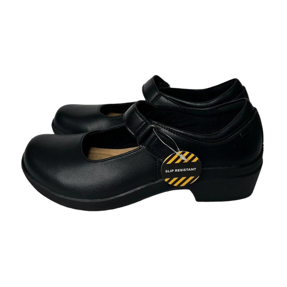 NEW Clarks Womens 8 Talene Ave Black Leather Non Slip Mary Jane Shoes 26174443